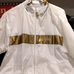 PUMA WHITE AND COPPER GOLD WOMEN'S WINDBREAKER JACKET